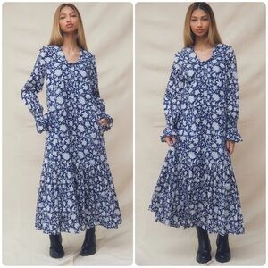 New! Ophelia & Indigo Navy Floral Tilly Maxi Dress 💙 XS NWT!